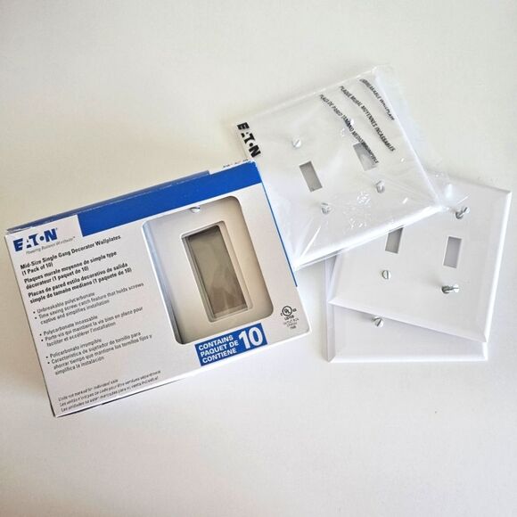 Eaton Other - NEW Eaton Mid-Size Single Gang Decorated Wall Plates, 10 Ct & 3 Double Lights